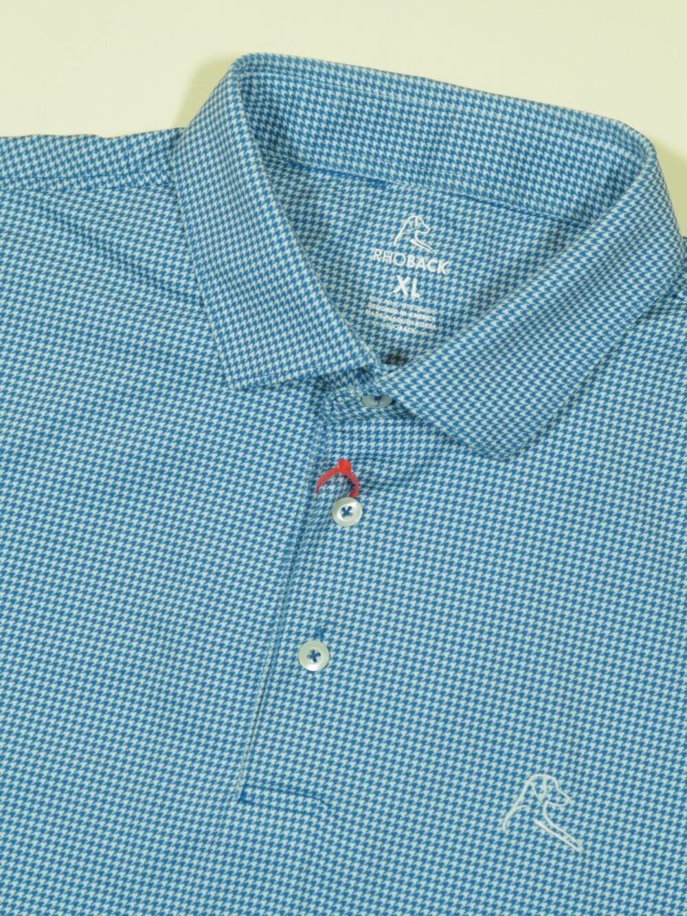 Rhoback Golf Polo Shirt Mens XL Blue White Houndstooth Performance